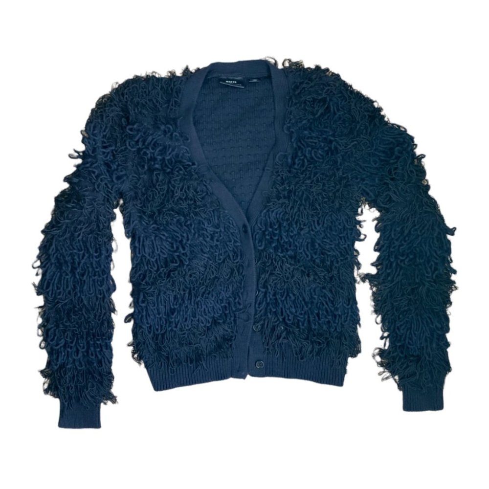 Anthropologie Maeve Larissa fringe loop cardigan Size XS navy